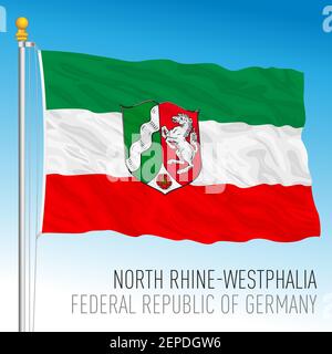 Renania Settentrionale Vestfalia bandiera di Lander, stato federale della Germania, europa, illustrazione vettoriale Illustrazione Vettoriale