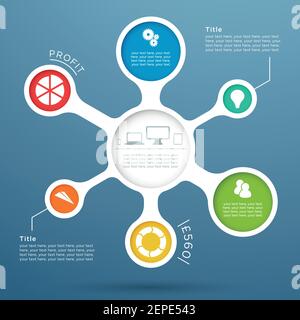 Layout del diagramma infografico Circle 3d 5 Illustrazione Vettoriale