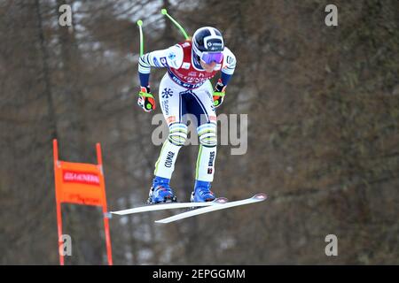 Val di Fassa, Italia. 27 Feb 2021. Lika Stuhec in occasione della Coppa del mondo di sci AUDI FIS Val di Fassa 2021 - Downhill Donne, gara di sci alpino in Val di Fassa, Italia, Febbraio 27 2021 Credit: Agenzia indipendente di fotografia/Alamy Live News Foto Stock