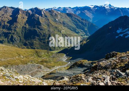 Frossnitztal valle alpina. Gruppo di montagna Venediger. Osttirol. Alpi austriache. Europa. Foto Stock