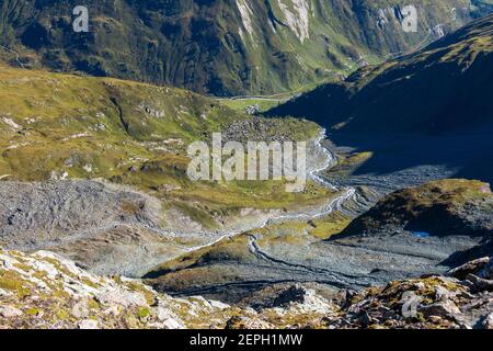 Frossnitztal valle alpina. Gruppo di montagna Venediger. Osttirol. Alpi austriache. Europa. Foto Stock