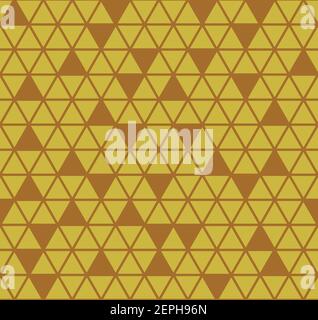 Illustrazione astratta del modello vettoriale geometrico senza giunture. Grid texture in oro con grandi triangoli. Mosaico di piastrelle. Illustrazione Vettoriale