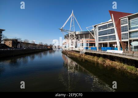 Cardiff, Galles, Regno Unito. 22 gennaio 2021. Vista generale dello stadio del Principato davanti alla partita di rugby a sei nazioni a porte chiuse a Cardiff tra il Galles e l'Inghilterra. Credit: Mark Hawkins/Alamy Live News Foto Stock