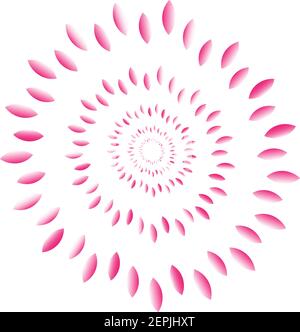 Disegno astratto di petalo di fiore a spirale in colore rosa per uso polivalente come Web site, stampa di carta, tessitura delle piastrelle, striscione, manifesto, modelli di logo Illustrazione Vettoriale