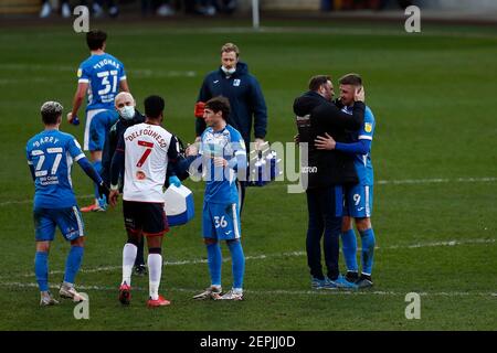 BOLTON, INGHILTERRA, 27 FEBBRAIO il boss di Bolton Ian Evatt a tempo pieno durante la partita Sky Bet League 2 tra Bolton Wanderers e Barrow al Reebok Stadium di Bolton sabato 27 febbraio 2021. (Credit: Chris Donnelly | MI News) Credit: MI News & Sport /Alamy Live News Foto Stock