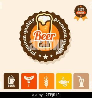 set di icone e logo premium beer, illustrazione vettoriale Illustrazione Vettoriale