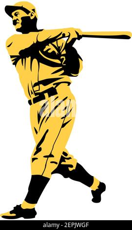 Il giocatore di baseball classico oscilla per le recinzioni Foto Stock