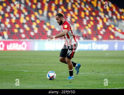 Brentford Community Stadium, Londra, Regno Unito. 27 Feb 2021. Campionato di calcio della Lega inglese, Brentford FC contro Stoke City; Bryan Mbeumo di Brentford Credit: Action Plus Sports/Alamy Live News Foto Stock