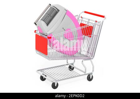 Carrello con rimozione dei capelli laser. Rendering 3D isolato su sfondo bianco Foto Stock