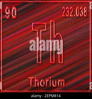 Elemento chimico del torio, segno con numero atomico e peso atomico, elemento Tavola periodica Foto Stock