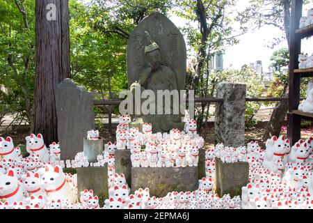 Tokyo, Giappone - 4 maggio 2019 : folla di fortunato gatto (fortuna invitante figura di gatto) nel tempio di Gotokuji che si trova vicino a Tokyo, Giappone Foto Stock