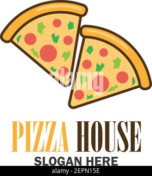 logo pizza con spazio di testo per la linea di tag slogan, illustrazione vettoriale Illustrazione Vettoriale