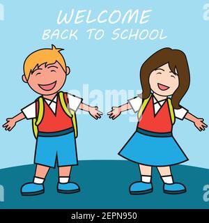 torna alla scuola concetto cartoon. illustrazione vettoriale Illustrazione Vettoriale