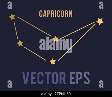 Il vettore isolato galassia oro stella e zodiaco oroscopo Capricorno icona Illustrazione Vettoriale