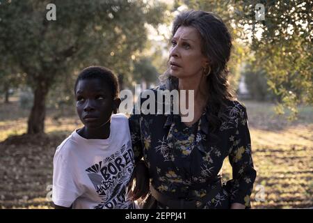 SOPHIA LOREN e IBRAHIMA GUEYE in THE LIFE AHEAD (2020) -titolo originale: LA vita DAVANTI A se-, diretto da EDOARDO PONTI. Credit: Fondazione Artemis Rising / Palomar / Album Foto Stock