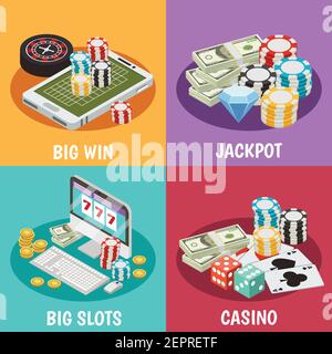 Casino 2x2 concept lottery slot machine illustrazione vettoriale isometrica Illustrazione Vettoriale