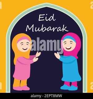 eid mubarak (pieno di benedizione) eid kareem saluto design, illustrazione vettoriale Illustrazione Vettoriale