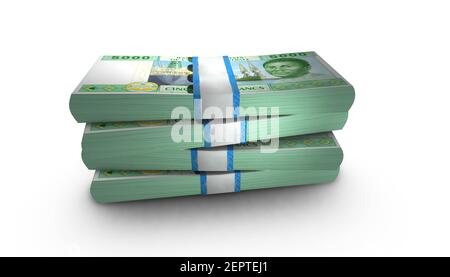 Illustrazione in 3D di 5000 franchi CFA dell'Africa occidentale sfondo Foto Stock