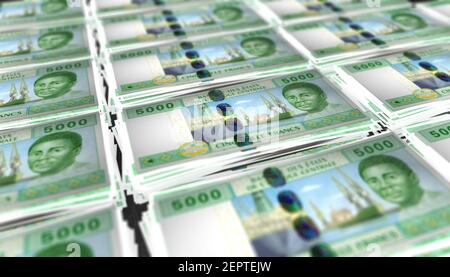 Illustrazione in 3D di 5000 franchi CFA dell'Africa occidentale sfondo Foto Stock