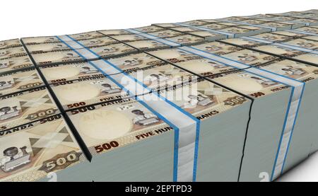 Illustrazione in 3D dello sfondo delle bollette di Ruanda da 500 franchi Foto Stock