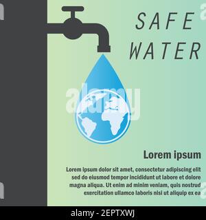 salva concetto di acqua con spazio di testo per il tuo slogan slogan, illustrazione vettoriale Illustrazione Vettoriale