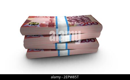 Illustrazione 3D di Ghana 200 Cedis bollette sfondo stack Foto Stock