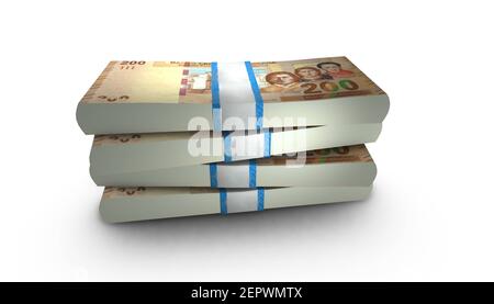 Illustrazione 3D di Bolivia 200 bollette sfondo stack Foto Stock
