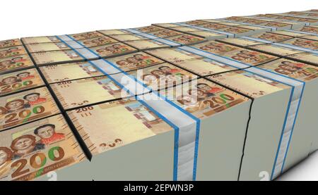 Illustrazione 3D di Bolivia 200 bollette sfondo stack Foto Stock