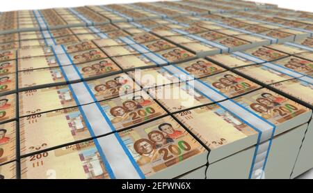 Illustrazione 3D di Bolivia 200 bollette sfondo stack Foto Stock