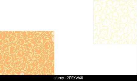 Pasqua carino doodle modello con polli gialli. Illustrazione vettoriale ornamento bambini Illustrazione Vettoriale