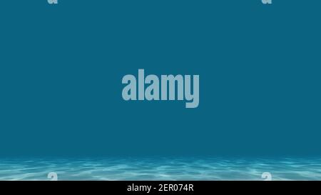 Sottomarino blu caustico fondo mare su fondo profondo luce 3d rendering Foto Stock