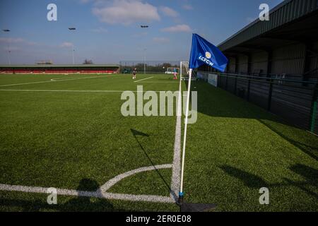 Loughborough, Regno Unito. 28 Feb 2021. Farley Way Stadium durante la partita della fa Womens Championship League tra Leicester City e Crystal Palace al Farley Way Stadium di Loughborough, Inghilterra. Credit: SPP Sport Press Photo. /Alamy Live News Foto Stock