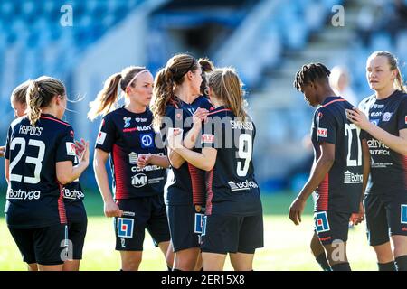 Norrkoping, Svezia. 28 Feb 2021. Linkoping festeggia durante una partita nella Coppa Svedese tra IFK Norrkoping e Linkoping alla Platinumcars Arena di Norrkoping Credit: SPP Sport Press Photo. /Alamy Live News Foto Stock