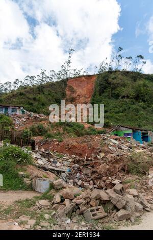 Area di frana a Munnar che ha causato la morte di quattro la gente in una famiglia durante le precipitazioni pesanti in 2018 a. kerala Foto Stock