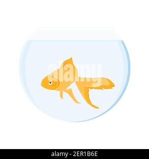 Illustrazione vettoriale pesce d'oro realistico in ciotola. Pesci d'oro che nuotano in un acquario trasparente con ciotola rotonda in vetro Illustrazione Vettoriale