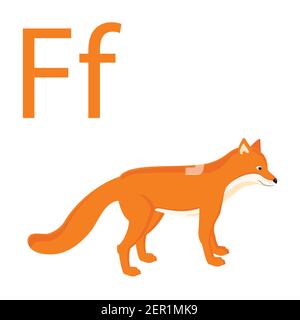 Cute alfabeto animale per il libro ABC. Illustrazione vettoriale di animali cartoni animati. FOX per lettera F. Illustrazione Vettoriale