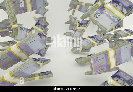 Denaro del Marocco. 20 dirham. Economia del Marocco. Rendering 3D Foto Stock