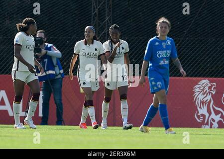 Roma, Italia. 28 Feb 2021. Giubilati DI COME Roma durante la Serie femminile UNA partita tra LE DONNE DI ROMA e Empoli allo Stadio tre Fontane il 28 febbraio 2021 a Roma. (Foto Roberto Ramaccia/Agenzia fotografica INA) Credit: Sipa USA/Alamy Live News Foto Stock