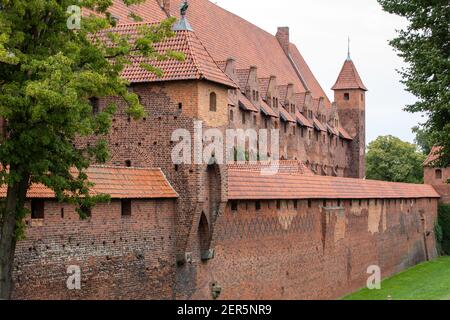 Castello di Malbork, ex Castello di Marienburg, sede del Gran Maestro dei Cavalieri Teutonici, Malbork, Polonia Foto Stock