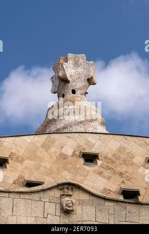 Casa Mila di Gaudi o la Pedrera, Barcellona, Catalogna, Spagna Foto Stock