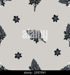 Motivo senza cuciture con ornitogallo stilizzato disegnato a mano Illustrazione Vettoriale