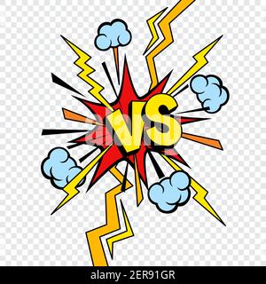 DESIGN a fumetti VS o versus isolato su sfondo trasparente. I fumetti vettoriali combattono o combattono le lettere VS del duello supereroe o della competizione di gioco di sport Illustrazione Vettoriale
