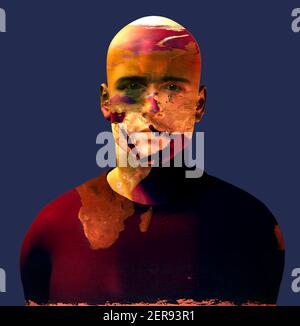 Il Medio Oriente si sovrappone al volto di Mans. Rendering 3D Foto Stock