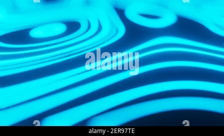 Un rendering 3D astratto con motivo al neon blu Foto Stock