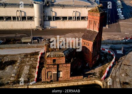 Vista aerea del molo Bramley Moore, Liverpool. I piani del Everton FC per un nuovo stadio da 52,000 posti sono stati approvati dai consiglieri di Liverpool. Foto Stock