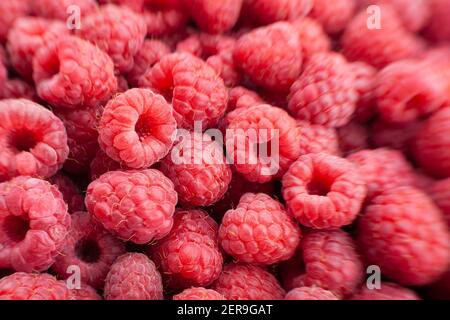 dettaglio macro raspberry group Foto Stock