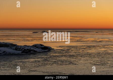 Mare Skagerrak al tramonto in inverno Foto Stock