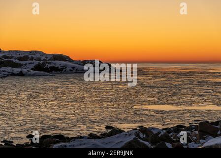 Tramonto a Skagerrak in inverno Foto Stock