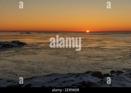 Vista del tramonto da Ockero in inverno Foto Stock