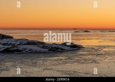 Svezia al tramonto d'inverno Foto Stock